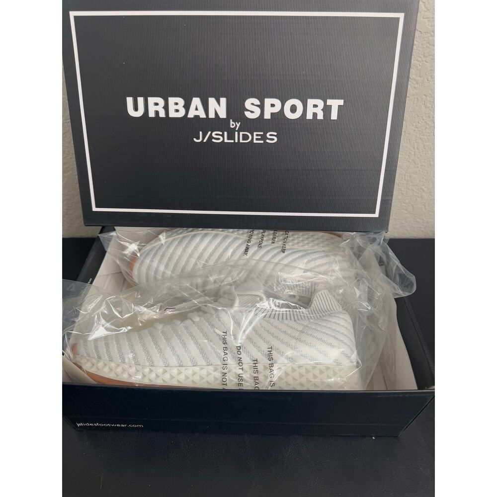 Urban Sport by JSlides Women Size 8 Gray White 2 Tone Knit Shoes Sneakers NEW